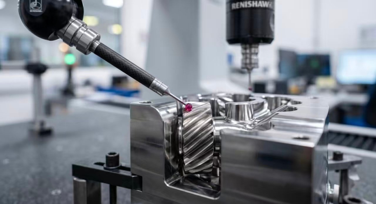 High-quality close-up photography of standard precision injection mold components and spare parts, such as gears and ejector pins. The image area must be crystal clear, lossless, and absolutely pure. No text overlays, no labels, no annotations, no watermarks.