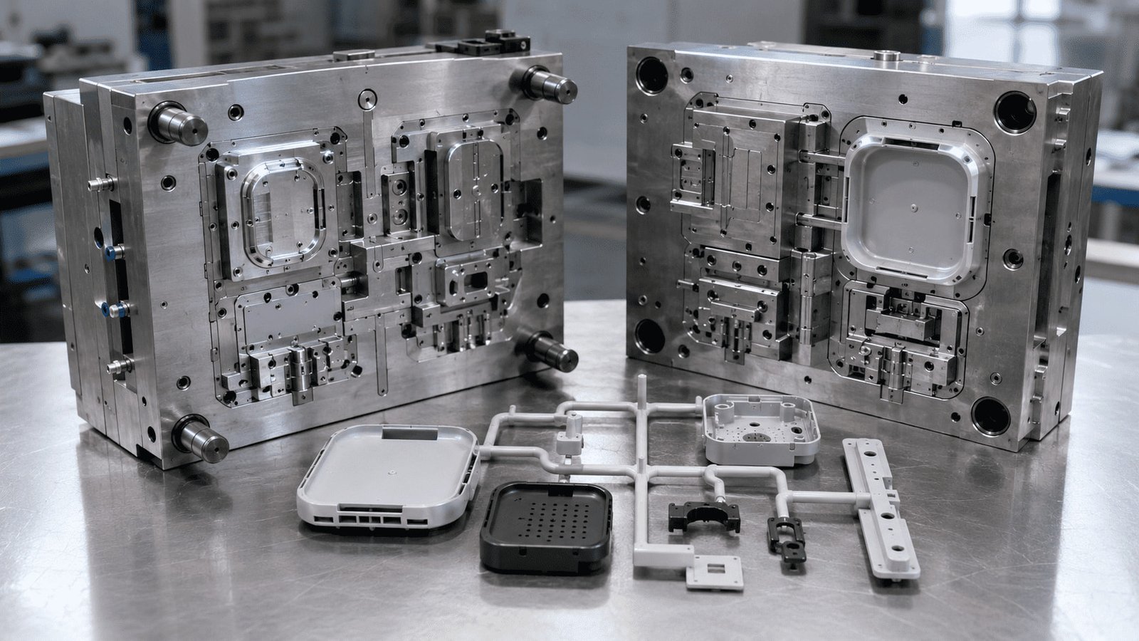 Family cold runner mold with different part sizes
