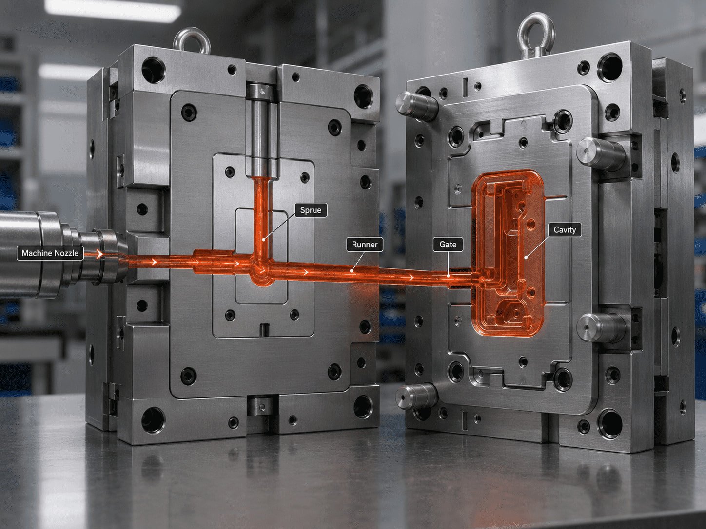 Cold runner molding process illustration