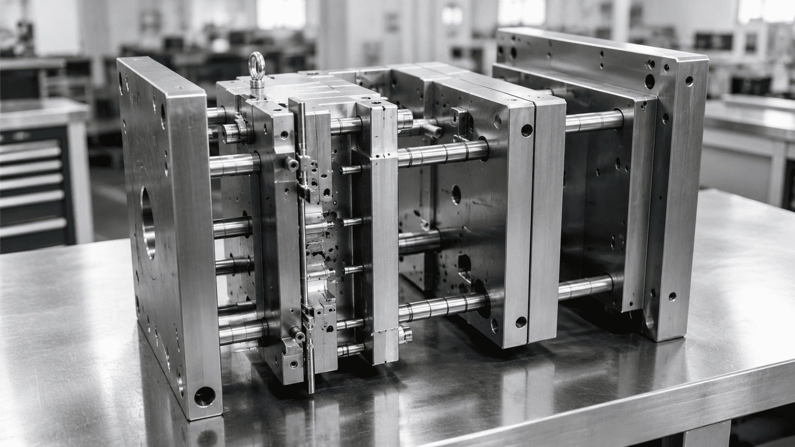 Three plate cold runner mold structure