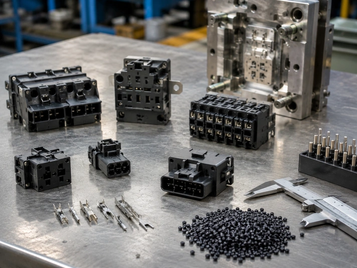 PBT injection molded electrical connector